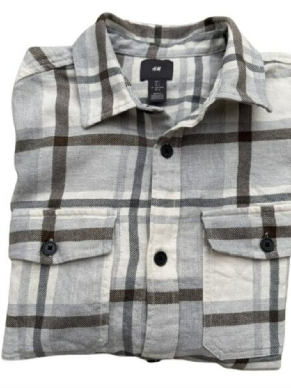 H&M Mens Plaid Heavyweight Flannel Long Sleeve Shirt - Picture 6 of 6